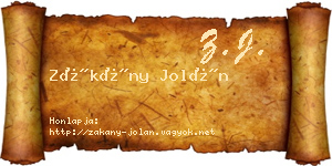 Zákány Jolán névjegykártya