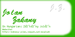 jolan zakany business card